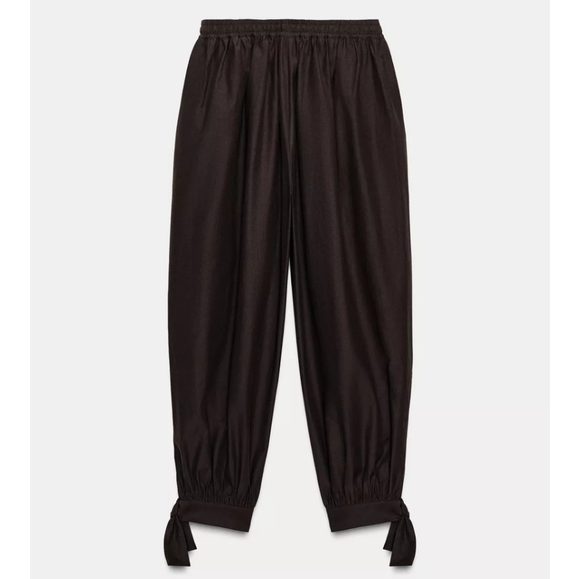 Zara Balloon Pants Bow Brown Size L - Picture 13 of 15